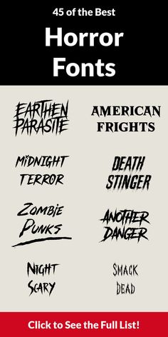 the font selection for horror fonts