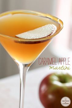 the caramel apple martini is ready to be served