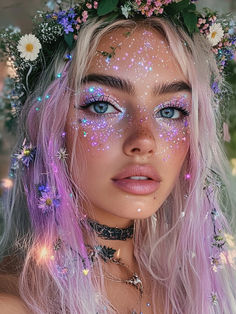 Fairy makeup ideas - 25 Best College Halloween Costumes Unicorn Face Makeup Halloween, Pink Fairy Makeup Looks Halloween, Fairy Halloween Makeup Glitter, Fairy Garden Makeup Ideas, Fairy Halloween Costume Makeup, Fairy Sfx Makeup, Glittery Halloween Makeup, Fairy Make Up Halloween, Fairy Rave Makeup