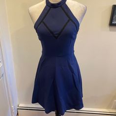 Bcbg High Neck Flared Dress Size 0 23" From Armpit Long Flared Dress, Flare Dress, Colorful Dresses, High Neck, Color Blue, Womens Dresses, Women Shopping, Dresses, Blue