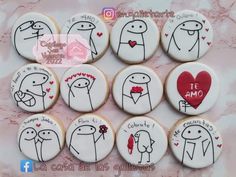 decorated cookies with cartoon characters on them for valentine's day or other special occasion