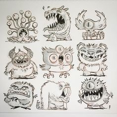 an image of monster doodles drawn on paper