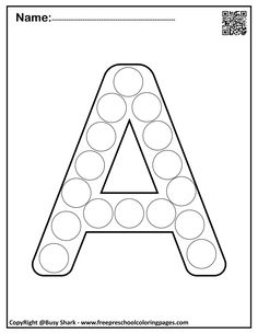 an alphabet worksheet with circles and dots to make it look like the letter a