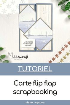 a card with text that reads,'carte flip scrapbooking'on it