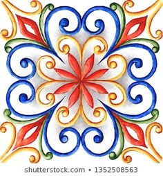 an artistically designed tile with swirls and colors