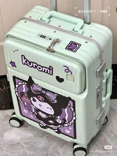 Kuromi Suitcase, Sanrio Suitcase, Cool School Supplies, Hello Kitty Art, Aesthetic Japan, Cute Home Decor