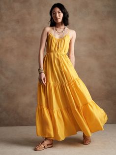 Canna Silk Dress | Banana Republic Stunning Bridesmaid Dresses, Yellow Maxi Dress, Perfect Bridesmaid Dress, Silk Maxi, Statement Dress, Banana Republic Women, Flowing Skirt, Maxi Dress Cotton, Silk Maxi Dress