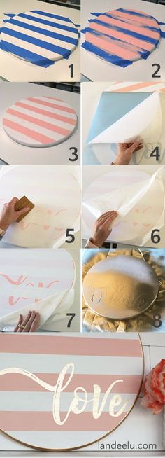 the instructions for how to make an american flag heart sign with wood and paint on it