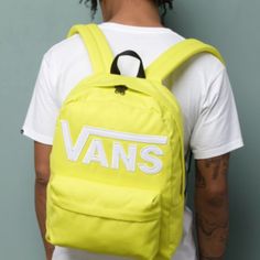 Old Skool Iii Sharp Green Backpack From Vans. Bright Green Canvas Colorway With A Checkerboard Front Pocket. Front Storage Pocket With Organizers & Zip Closure. Large Main Compartment With Laptop Sleeve. Adjustable Padded Shoulder Straps. Webbed Haul Handle. Lightly Padded Back Panel. Vans Details Throughout. Specifications: Dimensions: 16.5" H X 12.75" L X 4.75" D | 42 X 32 X 12cm. Capacity: 22-Liters. 100% Polyester. Spot Clean Only. Disney Princess Backpack, Vans Backpack, Princess Backpack, Vans Bags, Vans Yellow, Green Backpack, Disney Vans, Vans Checkered, Vans Store