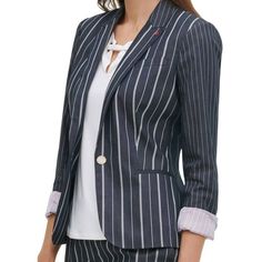 New Store Display With Tag See Pictures Style# H96js34a Button Closute Stripe Details Approx.Length 26”/Pit To Pit 17” One Button Blazer, Plus Size Designers, Matching Pants, Plus Size Shopping, Striped Blazer, Spring Wardrobe, Store Display, Like A Boss, Family Outfits