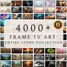 the frame tv art entire store collection is shown in white and has many pictures on it