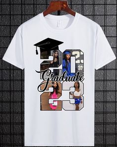 Custom Graduation Photo Shirt add 4 Graduation 2023 photos Customized T Shirts Ideas, Graduate T Shirt Ideas, Grad Shirts Ideas 2024, Proud Boyfriend Of A Graduate Shirts, 2024 Graduate Shirts, Senior Graduation Shirts, Graduation Party Shirt Ideas, Proud Graduate Shirt, Cute Graduation Shirts