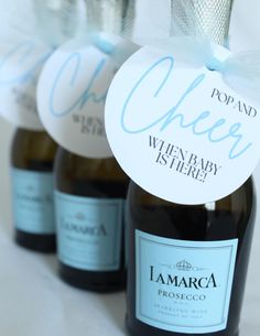 Pop and Cheer Tags,  Pop and Cheer When Baby Is Here Gift Tags, Baby Shower Champagne Bottle Favor Tags, Ready to Print!