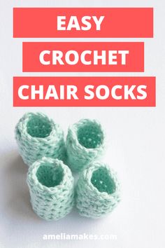 four crochet chair socks with text overlay that says easy crochet chair socks