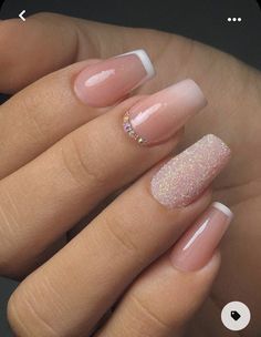 Ombre Nail Colors, Glitter French Tips, Graduation Nails, Pink Ombre Nails, Short Coffin, Ombre Nails Glitter, Nails Easy, Nails Fashion, Ombre Nail Designs