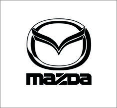 the mazda logo is shown in black and white