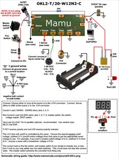 the wiring diagram for an electronic device that is connected to a battery and other components