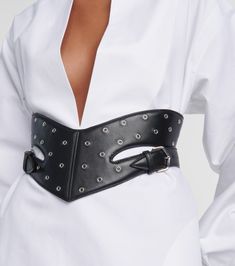 Черный ремень из перфорированной кожи - Alaia | Митереза Utility Accessories, Black Corset Belt, Corset Belts, Leather Corset Belt, Harness Fashion, Wide Belts, Tactical Wear, Jewelry Board, Corset Belt