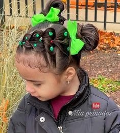 Christmas Hair Styles Toddler, Holiday Kids Hairstyles, Thanksgiving Toddler Hairstyles, Dance Class Hair, Christmas Tree Hairstyles For Kids