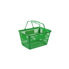 a green shopping basket on a white background