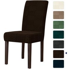 an image of a dining chair with different colors and patterns on the back side,