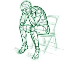 a drawing of a person sitting on a chair