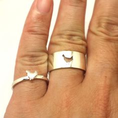 "Introducing Chicken Promise Ring. Are you a Chicken Lovers? It will make a great statement for you and your boyfriend or husband. Having this rings just fun and enjoyable between couple. You may get the rings in a set of two or as in one ring. You can also write your ring sizes on both ring in the order detail section upon purchase. Base Material: 925 Sterling Silver Men Ring Depth: 10mm (Approximately) Women Ring Depth: 6mm (Approximately) Metal Stamped: 925 Themes: Chicken, Animal Style: Wedd Unique Rings For Wedding On Valentine's Day, White Sterling Silver Ring For Anniversary Gift, Ring For Couple, Chicken Animal, Silver Men Ring, Promise Rings For Couples, Matching Ring, Engagement Wedding Ring, Chicken Lovers