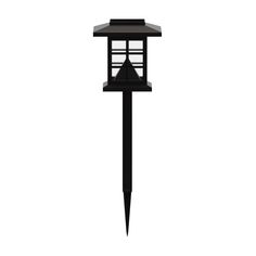 a black bird feeder sitting on top of a pole