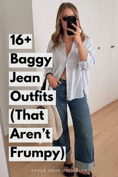 90s Baggy Jeans Outfit, Casual Baggy Outfits, Casual Jean Outfits, Baggy Jeans Outfit Aesthetic, Jean Outfit Ideas, Loose Jeans Outfit, How To Style Baggy Jeans, White Wide Leg Jeans, Jeans Outfit Ideas