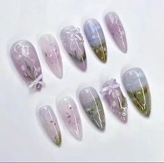 24pcs Shape press on nails handmade  | eBay Bare Nails, China Nails, Custom Nails, Nails 3d, Manicure Tips, Nail Type, Nails Set, Fake Nails With Glue, Clear Top