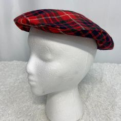 Vtg 1960s Elfyn Scotland Tartan Wool Beret believe this cook be a childs? see measurements Adjustable Retro Winter Beret, Retro Winter Beret, Fitted Retro Beret For Winter, Vintage Red Flat Cap, Retro Adjustable Flat Cap Beret, Adjustable Retro Style Flat Cap Beret, Adjustable Retro Flat Cap Beret, Scotland Tartan, 40s Dress