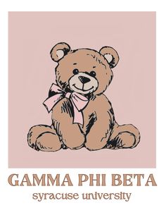 Teddy Bear Sorority Shirt, Sorority Graphics Design, Sorority Cob Graphic, Sorority Prints, Graphic Design Sorority, Alpha Phi Graphic Design, Sorority Canvas Art, Gamma Phi Beta Painting, Aphi Merch