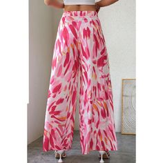 Boho Abstract Floral Print. Wide Leg. Vibrant Colorful. Comfortable Flattering Fit. Perfect For Any Occasion. Made For Women. Exquisite Design. Statement-Making Fashion Choice. Material: 100% Polyester. Boho Trends, Floral Type, Floral Print Pants, Printed Wide Leg Pants, Abstract Floral Print, Print Pants, Floral Pants, Printed Pants, Global Fashion