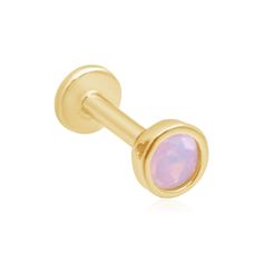 Introducing our stunning women's flat-back earrings, expertly crafted from high-quality 14k solid gold. This versatile piece features a captivating pink opal bezel, perfect for cartilage studs, tragus earrings, and helix piercings. Additionally, it adds a touch of elegance to conch piercings, making it a versatile choice for both men and women. Whether you're searching for the perfect jewelry gift for a special man in your life or looking to elevate your own style, this pink opal flat-back earri Hypoallergenic 14k Gold Round Piercings, 14k Gold Internally Threaded Round Piercings, Yellow Gold Round Cartilage Earrings, Formal Cartilage Earrings, 14k Gold Round Piercings As Gift, Tragus And Helix Piercing, Upper Ear Piercing, Gold Cartilage Earrings, Conch Piercings