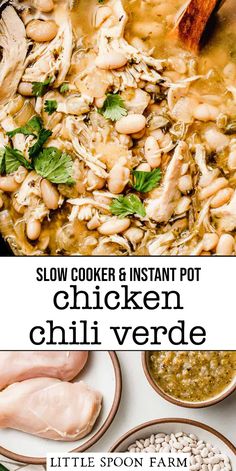 slow cooker and instant pot chicken chili verde is the perfect side dish