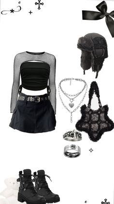 #grunge #grungeaesthetic #grungecore #grungeoutfits #grungerock #grungeish Grunge Concert Outfit, Metal Outfit, Black Grunge, Five Fingers, Grunge Aesthetic, Baddie Outfits, Grunge Outfits, Concert Outfit, Stylish Outfits