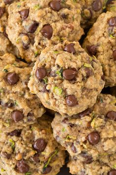 chocolate chip cookies piled on top of each other