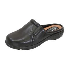 PEERAGE Mary women's extra wide width leather clog. This classic ladies 1" wedge heel leather step-in features a cushion supported top liner, dual sided elastic gore, extra cushioned insole, and a lightweight durable Rubber outsole creating a comfortable fit lasting all day long and a style that is fashionable yet practical. Features: Extra Wide (E) Leather Rubber Sole 1" Low-Heel Dual-Sided Elastic Gore Maximum Traction Outsole Questions? Contact Us Anytime Work Shoes Women, Leather Clog, Plastic Shoes, Women's Mules, Leather Clogs, Shoes Outlet, Clogs Shoes, Womens Clogs, Work Shoes