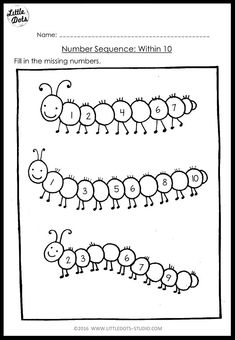 the number sequence worksheet for children to learn numbers and counting them in order