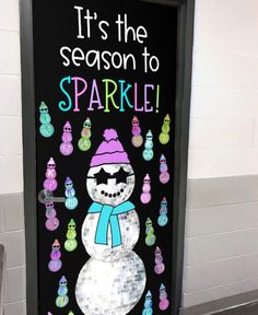 Disco Ball Snowman Winter Classroom Door Decor It's the Season to Sparkle Print, Cut, and Hang - Etsy Teacher Winter Door Ideas, Let It Snow Door Decoration, Snowman School Door, Winter Class Door Decorations, Snowmen Door Decorations, Winter Wonderland Door Decorations For School, Elf Door Decorating Contest, Snow Door Decorations For School, Snow Globe Door Decoration