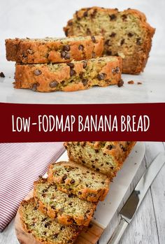 low fodmap banana bread with chocolate chips on top