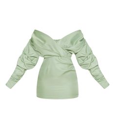 Off Shoulder Chic Off-shoulder Bodycon Dress For Spring, Spring Formal Ruched Mini Dress, Green Off-shoulder Bodycon Dress For Spring, Spring Cocktail Bodycon Dress With Long Sleeves, Chic Ruched Bodycon Dress For Winter, Green Mini Dress For Evening In Fall, Dressy Long Sleeve Bodycon Dress For Spring, Dressy Long Sleeve Ruched Mini Dress, Green Ruched Winter Dress