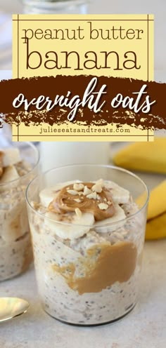 Peanut Butter Banana Overnight Oats, Holiday brunch recipe, Christmas morning Overnight Oats Healthy Clean Eating, Peanut Butter Banana Overnight Oats, Oats With Yogurt, Creamy Oats, Overnight Oats With Yogurt, Overnight Oats In A Jar, Peanut Butter Overnight Oats, Overnight Oatmeal Recipes, Vegan Overnight Oats