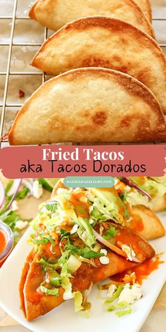 Tacos Dorados are deep fried, golden, crispy corn tortillas stuffed with creamy, cheesy mashed potatoes. Whether you add your favorite protein or keep it meatless, you can expect a delightful crunch and a flavorful taco. #tacos #vegetariantacos Fried Tacos Recipe, Crispy Corn Tortillas, Crispy Corn, Tacos Dorados, Crispy Tacos, Potato Tacos, Cheesy Mashed Potatoes