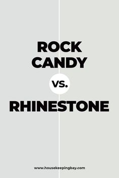 the words rock candy and rhinostone are shown in black on white, with an image