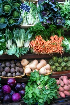 many different types of vegetables are on display