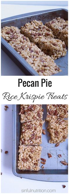 pecan pie rice krispy treats are ready to be eaten