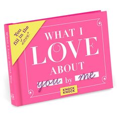 what i love about you by me book with pink cover and yellow post - it notes