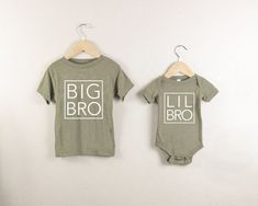 Olive Toddler Big Bro Shirt Lil Bro Onesie Matching Family - Etsy One Piece Matching, Big Bro Shirt, Big Brother Gift, Lil Bro, Single Shirt, New Baby Announcements, Sibling Shirts, Brother Shirts