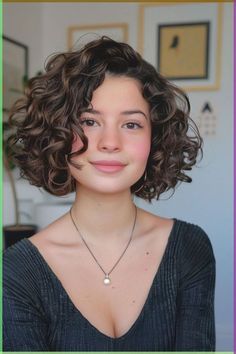 Curly Stacked Bob Hairstyles, Short Hair Oblong Face, Curly Bob Updo, Curly Hair Bob Cut, Bob On Curly Hair, Short Short Curly Hairstyles, Bob Cut For Curly Hair, Mushroom Brown Bob, Bob Cut For Chubby Face